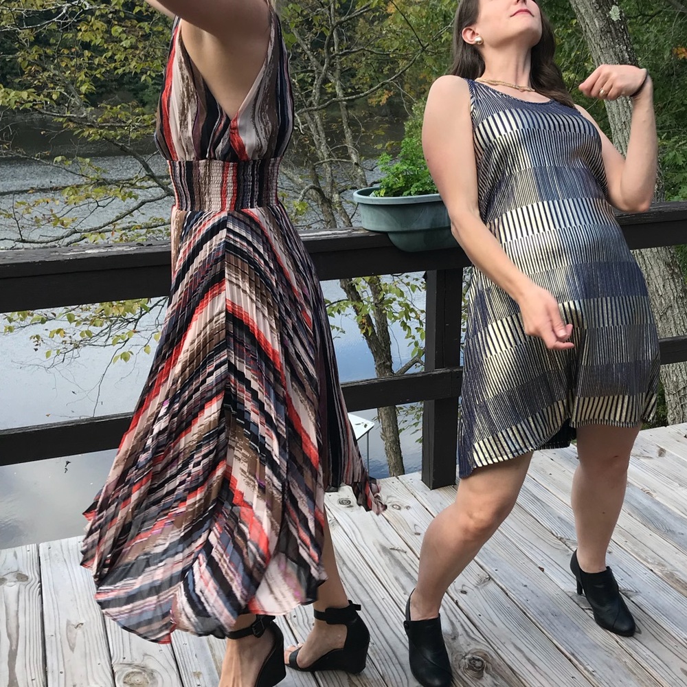 Pleated striped dress
